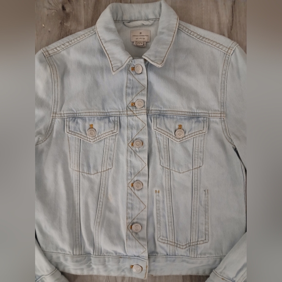 French Connection Macee Denim Jacket Light Blue 100% Cotton Size Small Button Up - Picture 9 of 11
